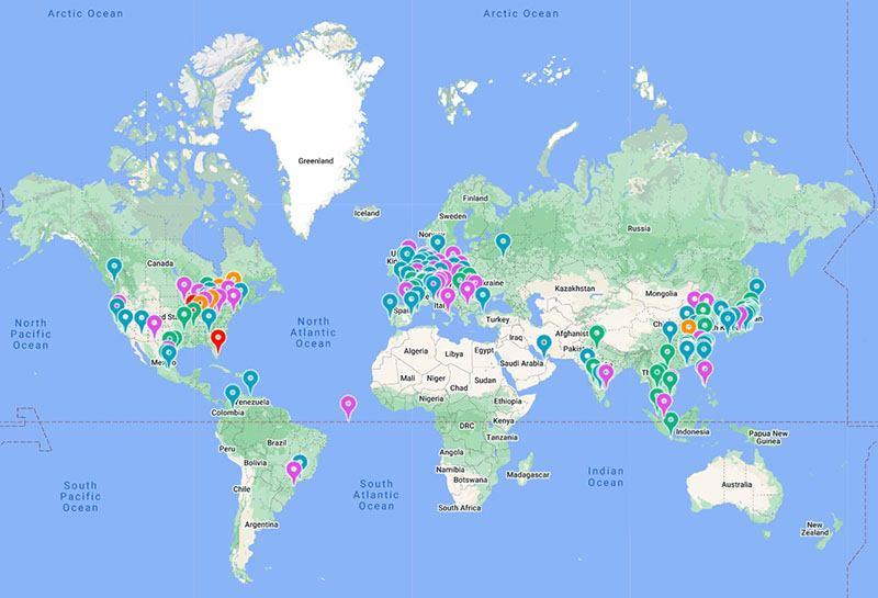 نیدک در نقشه سراسر جهان